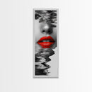 Red Lips, Reflections, Water Art, Surreal Beauty – Canvas Print, Glam Wall Art, Bathroom Decor, Black White Red Art, Fashion Aesthetic