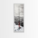 Ice Fishing Rod, Snow Adventure, Winter Sport, Framed Canvas Print, Man Cave Decor, Rustic Cabin Wall Art, Outdoor Lifestyle Photography
