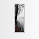 Foggy Shore, Autumn Path, Moody Nature Wall Art, Canvas Print, Fall Leaves, Serene Forest, Bedroom Decor, Woodland Landscape