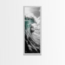 Teal Wave, Ocean Power, Surf Break, Coastal Energy, Canvas Print, Bathroom Wall Art, Modern Ocean Photography, Minimalist Sea Decor