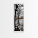 Swamp Trees, Moody Waters, Golden Lilies, Reflective Pond, Framed Canvas Print, Autumn Wall Art, Nature Decor, Living Room Landscape