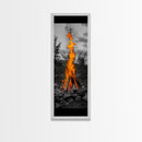 Towering Flame, Wild Fire Blaze, Dramatic Camp Scene, Canvas Print, Outdoor Wall Art, Autumn Adventure Decor, Rustic Nature Style