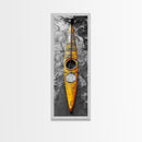 Yellow Kayak, Muddied Shoreline, Solo Adventure, Framed Canvas Print, Rustic Outdoors Decor, Autumn Wall Art, Boho Kayaking Style