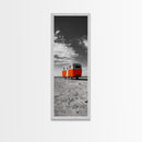 Coastal Camper Van, Beach Road Trip Art, Travel Lover Gift, Framed Canvas Print, Minimalist Seaside Decor, Van Life Wall Art, Entryway Art
