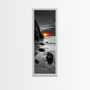 Sunset Beach Scene, Coastal Glow Decor, Dramatic Shoreline Art, Framed Canvas Print, Ocean Wall Art, Fall Vibes Bedroom Accent