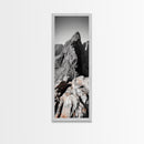 Rugged Mountain, Rocky Cliff, Adventure Landscape, Highland Scene, Nature Travel Art, Framed Canvas Print, Rustic Cabin Wall Decor