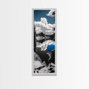 Reflected Clouds, Blue Sky, Mountain Lake, Wilderness Escape, Scenic Nature Art, Framed Canvas Print, Tranquil Office Wall Decor