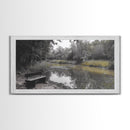 Tranquil Forest, Peaceful Pond, Autumn Riverbank, Framed Canvas Print, Nature Photography, Entryway Art, Fall Vibes, Rustic Wall Decor