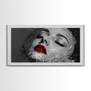 Red Lips, Underwater Beauty, Glam Art, Modern Pop, Framed Canvas Print, Bedroom Wall Art, Bold Aesthetic, Fashion Model Photography Print