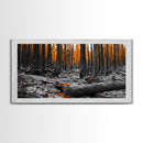 Autumn Forest Floor, Orange Leaves, Fall Nature Scene, Canvas Print, Rustic Wall Art, Cabin Decor, Moody Landscape Framed Canvas Print