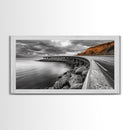 Cliffside Road, Autumn Drive, Ocean View, Stormy Sky, Canvas Print fall landscape art, modern hallway decor, minimalist travel scene