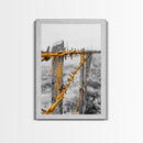 Yellow Fence Wire, Rustic Barbed Wire, Country Fence, Framed Canvas Print, Farmhouse Wall Art, Minimalist Rustic Home Decor
