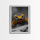 Lizard Close Up, Yellow and Black, Reptile Macro, Framed Canvas Print, Nature Photography, Animal Art, Man Cave Wall Art, Wildlife Decor