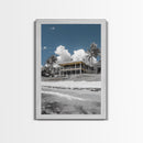 Coastal House, Tropical Beach, Summer Vacation, Color Pop, Framed Canvas Print, Beach House Art, Nautical Decor, Living Room Wall Art