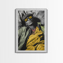 Urban Cool, Yellow Shades, Relaxed Style, Bold Portrait, Framed Canvas Print streetwear photography print, modern bedroom wall art
