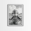 Dolphin Splash, Ocean Encounter, Monochrome Wildlife, Canvas Print, Coastal Wall Art, Bathroom Decor, Marine Animal Photography