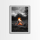 Firewood Blaze, Autumn Campfire, Outdoor Canvas Print, Cozy Cabin Wall Art, Rustic Nature Decor, Adventure Wall Accent
