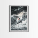Surfer Wave, Ocean Power, Extreme Sports Art, Framed Canvas Print, Beach House Decor, Surfing Wall Art, Coastal Adventure Scene
