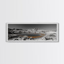 Desert Water Reflection, Desert Pond Scene, Minimalist Landscape Art, Framed Canvas Print, Neutral Wall Decor, Tranquil Nature Artwork