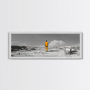 Yellow Suit, Surreal Desert, Lone Wanderer, Conceptual Art — Framed Canvas Print, Modern Art, Office Decor, Minimalist Statement Piece