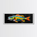 Tropical Fish, Vibrant Colors, Bold Sea Life, Black Background, Framed Canvas Print, Kitchen Wall Art, Modern Coastal Art