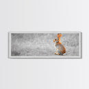 Orange Rabbit, Grass Field, Whimsical Nature, Framed Canvas Print, kids room wall art, nursery animal print, neutral nursery, woodland boho
