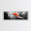 Jellyfish Glow, Ocean Depths, Abstract Sea Life, Framed Canvas Print, marine animal art, coastal bathroom decor, modern underwater wall art