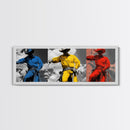 Cowboy Pop Art, Red Yellow Blue Trio, Western Rodeo Style, Framed Canvas Print, Bold Color Wall Art, Man Cave Decor, Modern Western Art