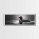 Red-Eyed Loon, Waterbird, Monochrome Beauty, Wildlife Portrait, Framed Canvas Print, Cabin Wall Art, Bird Lover Gift, Nature Photography