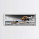 Prairie Cabin, Golden Tree, Rural Landscape, Open Sky, Framed Canvas Print, Country Decor, Farmhouse Wall Art, Rustic Bedroom Style