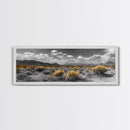 Desert Cactus, Southwestern Vibes, Golden Landscape, Boho Earth Tones, Framed Canvas Print, Entryway Wall Art, Desert Home Decor