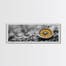 Golden Compass Closeup, Adventure Exploration Theme, Vintage Nautical Design, Framed Canvas Print, Office Wall Art, Travel Lover Gift