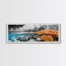 Island Coral Split, Tropical Ocean Scene, Half Above Below Water, Framed Canvas Print, Living Room Wall Art, Beach Boho Decor