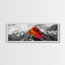 Neon Mountain Peak, Abstract Vibrant Alps, Bold Wilderness Colors, Framed Canvas Print, Modern Wall Art, Adventure Home Decor