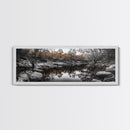 Peaceful Creek View, Fall Foliage Forest, Nature Wall Art, Fishing Scene, Framed Canvas Print, Rustic Home Decor, Autumn Photography