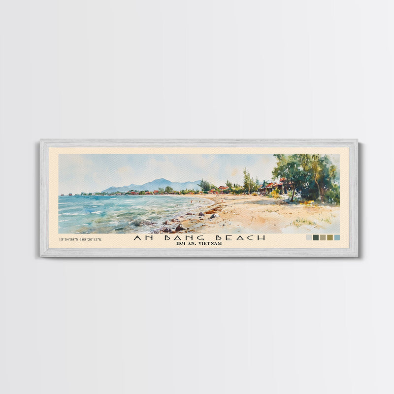 An Bang Beach, Hoi An, Vietnam Watercolor Beach Print, Vacation Gift, Hoi An, Vietnam Wall Art, Framed Canvas Print, Framed Beach Painting