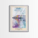 Burano, Italy Watercolor Print, Vacation Gift, Italy Wall Art, Beach Painting, Beach Decor, Large Wall Art, Wood Frame Art