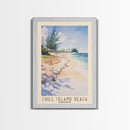 Chill Island Beach, Bahamas Watercolor Beach Print, Vacation Gift, Bahamas Wall Art, Framed Canvas Print, Framed Beach Painting