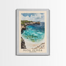 Nusa Penida, Indonesia Watercolor Beach Print, Vacation Gift, Indonesia Wall Art, Framed Canvas Print, Framed Beach Painting