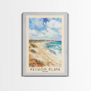 Pechón Playa, Spain Watercolor Print, Vacation Gift, Spain Wall Art, Beach Painting, Beach Decor, Large Wall Art, Wood Frame Art