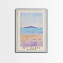 Pitt Island, New Zealand Watercolor Beach Print, Vacation Gift, New Zealand Wall Art, Framed Canvas Print, Framed Beach Painting