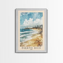 Puerto Rico, USA Watercolor Print, Vacation Gift, USA Wall Art, Beach Painting, Beach Decor, Large Wall Art, Wood Frame Art