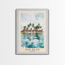 San Blas, Panamá Watercolor Beach Print, Vacation Gift, Panamá Wall Art, Framed Canvas Print, Framed Beach Painting