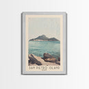 San Pietro Island, Italy Watercolor Print, Vacation Gift, Italy Wall Art, Beach Painting, Beach Decor, Large Wall Art, Wood Frame Art