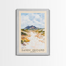 Sandy Ground, Anguila Watercolor Beach Print, Vacation Gift, Anguila Wall Art, Framed Canvas Print, Framed Beach Painting