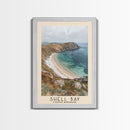 Shell Bay, United Kingdom Watercolor Beach Print, Vacation Gift, United Kingdom Wall Art, Framed Canvas Print, Framed Beach Painting