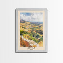 Sicily, Italy Watercolor Beach Print, Vacation Gift, Italy Wall Art, Framed Canvas Print, Framed Beach Painting