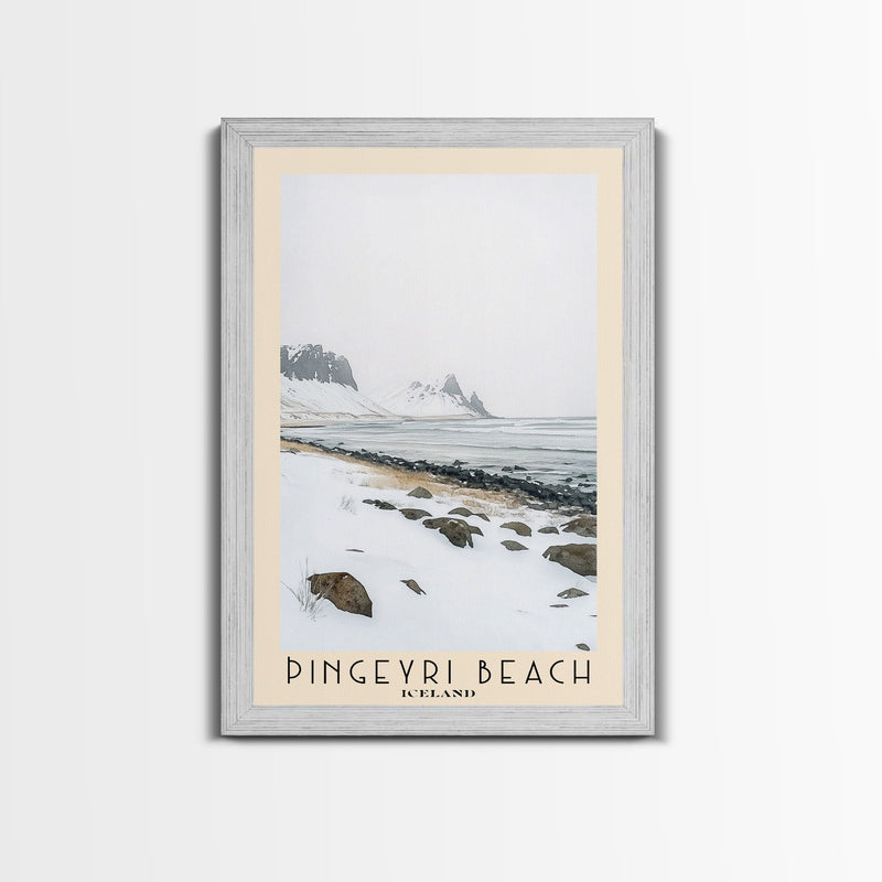 Ãingeyri Beach, Iceland Watercolor Beach Print, Vacation Gift, Iceland Wall Art, Framed Canvas Print, Framed Beach Painting