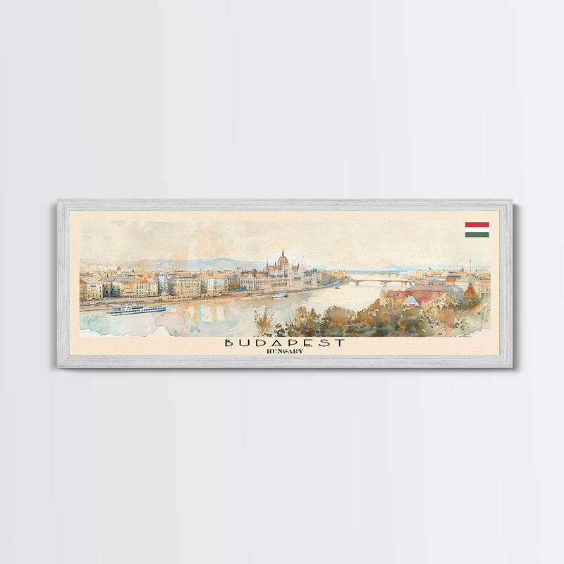 Budapest Hungary Travel Art, City Art, Framed Canvas Print or Metal Wall Art, Europe Travel Poster, Panoramic Wall Art, Extra Wide Wall Art