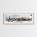 Eindhoven Netherlands Panoramic Travel Poster, Framed Canvas Print or Metal Wall Art, Travel Art, Home Decor, Panoramic Painting, Midcentury Art
